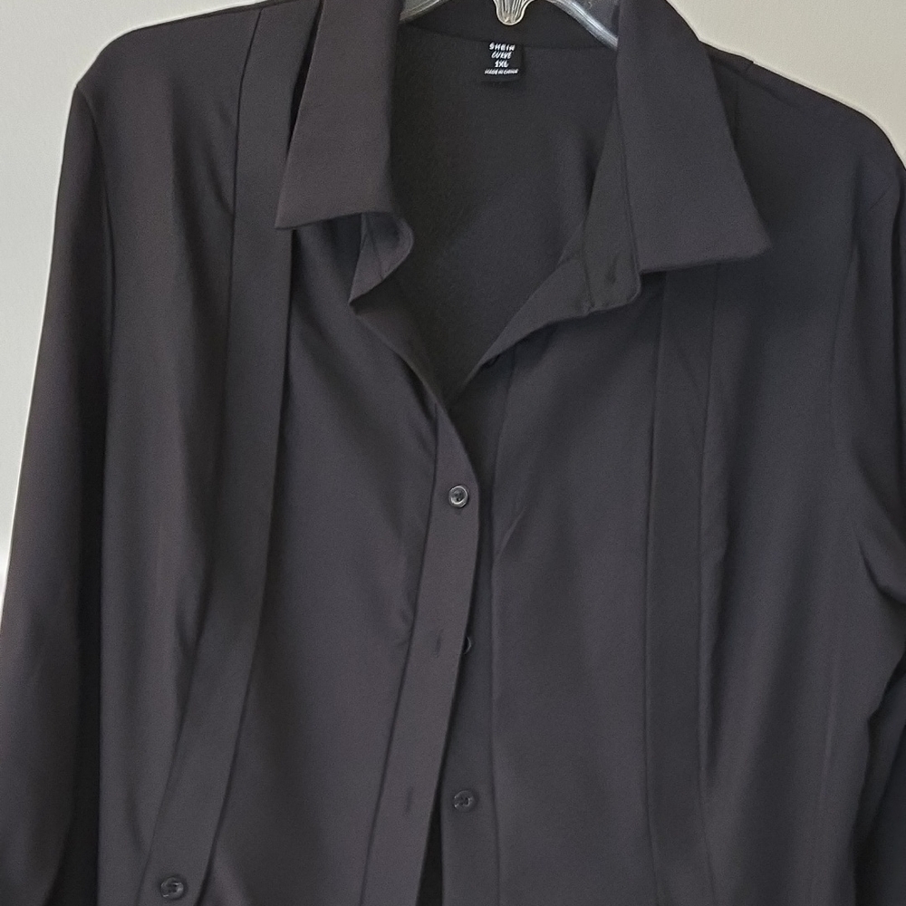 SHEIN Black Button-Up Blouse SKU29